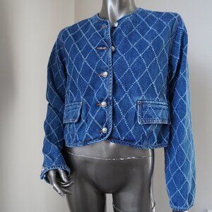 Veronica Beard Nolita Denim Jacket Silver Crest Buttons Size Small New Tag $448